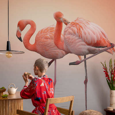 Fototapeta samoprzylepna z nadrukiem z delikatnym motywem flamingów