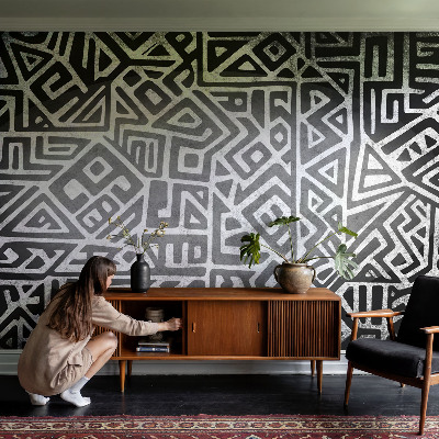 Tapeta fotograficzna samoprzylepna z geometrycznym labiryntem