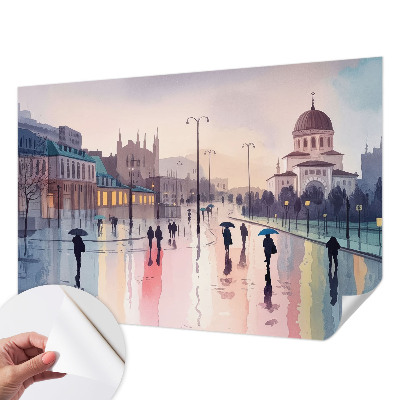 Fototapeta samoprzylepna z nadrukiem Deszczowy spacer