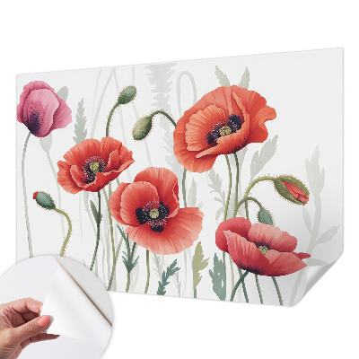 Nowoczesna fototapeta do salonu z motywem czerwonych maków