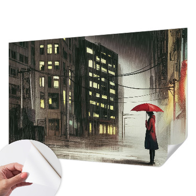 Tapeta fotograficzna samoprzylepna z motywem deszczowego miasta