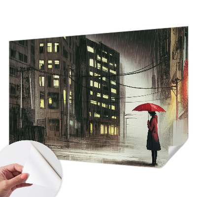 Tapeta fotograficzna samoprzylepna z motywem deszczowego miasta