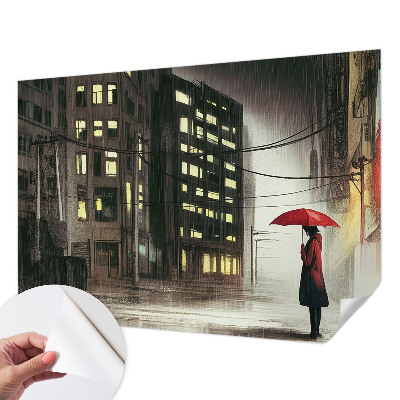 Tapeta fotograficzna samoprzylepna z motywem deszczowego miasta