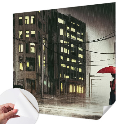 Tapeta fotograficzna samoprzylepna z motywem deszczowego miasta