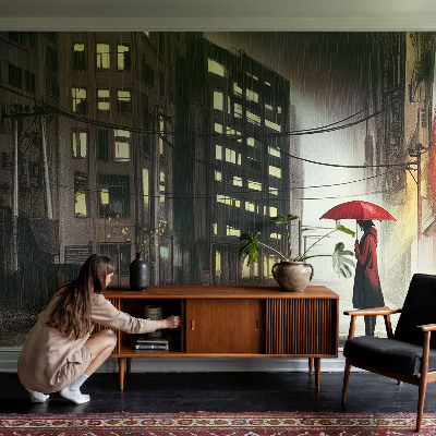 Tapeta fotograficzna samoprzylepna z motywem deszczowego miasta