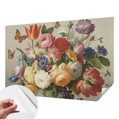 Nowoczesna fototapeta do salonu Kwiaty i motyle