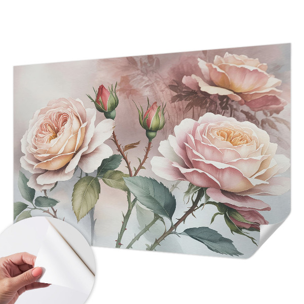 Fototapeta na ścianę z wzorem pastelowych róż