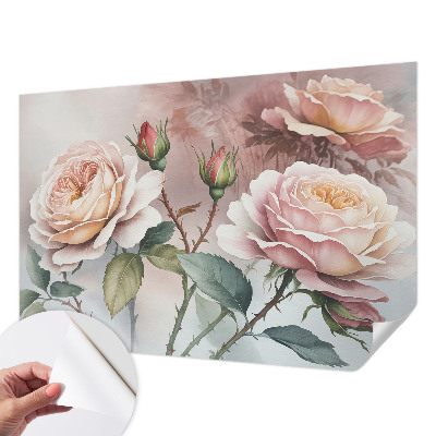 Fototapeta na ścianę z wzorem pastelowych róż