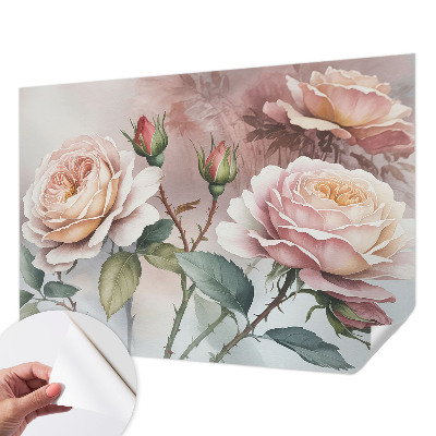 Fototapeta na ścianę z wzorem pastelowych róż