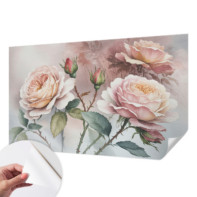 Fototapeta na ścianę z wzorem pastelowych róż