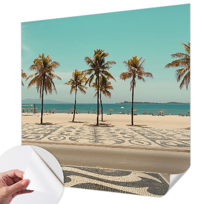 Nowoczesna fototapeta do salonu z motywem palm i plaży