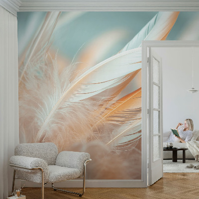 Tapeta fotograficzna z motywem delikatnych piór