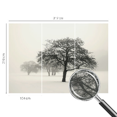 Dekoracyjna fototapeta na ścianę z motywem zimowych drzew