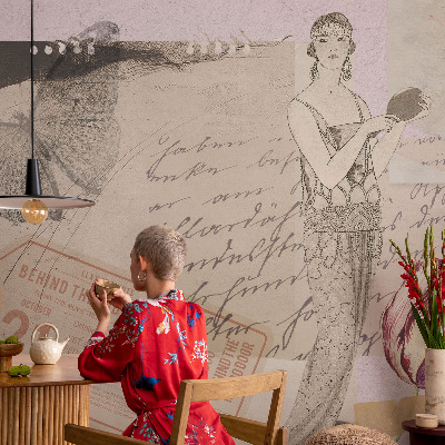 Tapeta fotograficzna z nostalgią inspirowanym kolażem