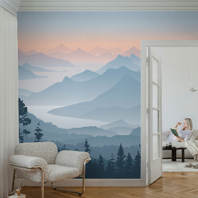 Nowoczesna fototapeta do salonu z motywem górskiej panoramy