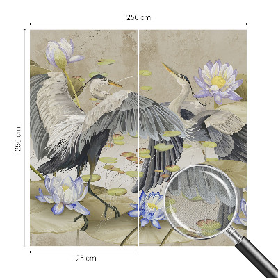 Tapeta fotograficzna z motywem ptaków i lilii