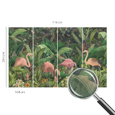 Dekoracyjna fototapeta na ścianę z różowymi flamingami