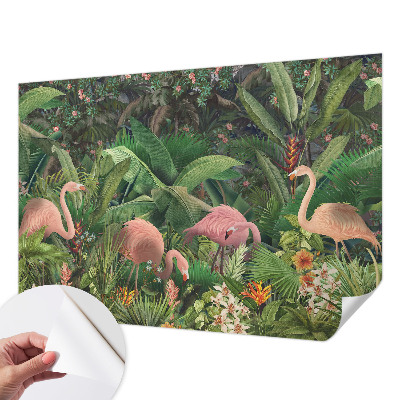 Dekoracyjna fototapeta na ścianę z różowymi flamingami