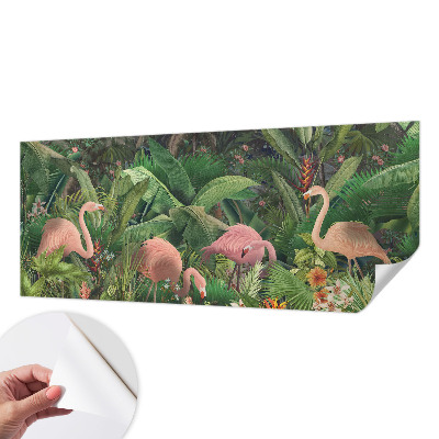 Dekoracyjna fototapeta na ścianę z różowymi flamingami