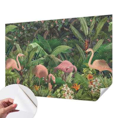Dekoracyjna fototapeta na ścianę z różowymi flamingami