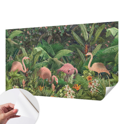 Dekoracyjna fototapeta na ścianę z różowymi flamingami