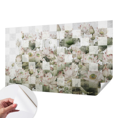 Nowoczesna fototapeta do salonu z motywem lotosowych wzorów