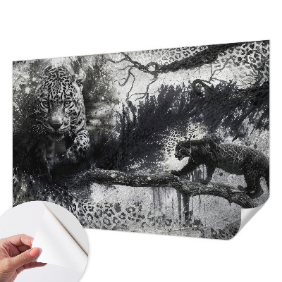 Fototapeta samoprzylepna z nadrukiem z motywem lampartów w abstrakcyjnym stylu