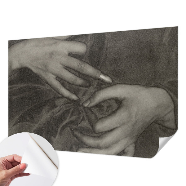 Tapeta fotograficzna samoprzylepna z motywem dłoni na materiałowej fakturze