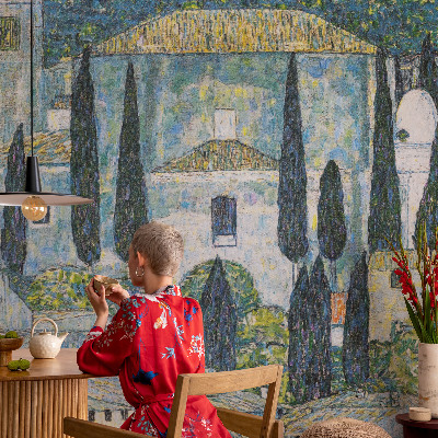 Tapeta fotograficzna z motywem cyprysowych domów