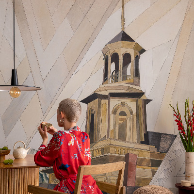 Dekoracyjna fototapeta na ścianę z motywem architektonicznej wieży