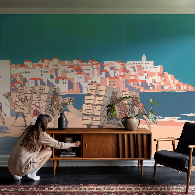 Fototapeta samoprzylepna do sypialni z motywem karawany wielbłądów