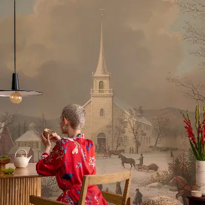 Tapeta fotograficzna samoprzylepna z zimowym pejzażem
