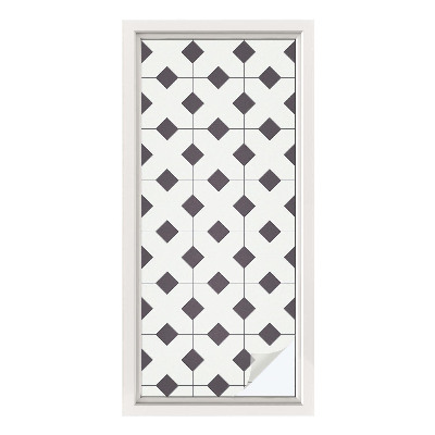 Mleczna naklejka na okno Diamenty czarno-białe