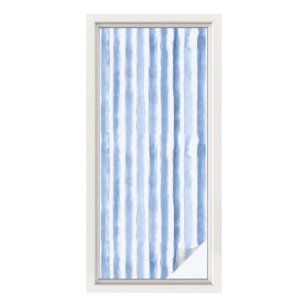 Naklejka na okno mleczna witraż Błękitne pasy