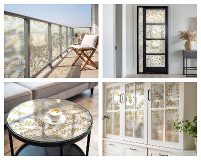 Naklejka na okno mleczna witraż Roślinny wzór