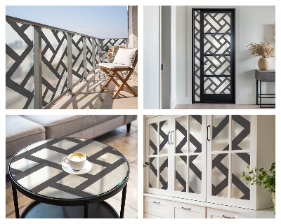 Mleczna naklejka na okno Przeplatające prostokąty