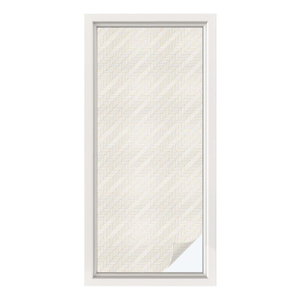 Naklejka na okno mleczna witraż Jodełka elegancja