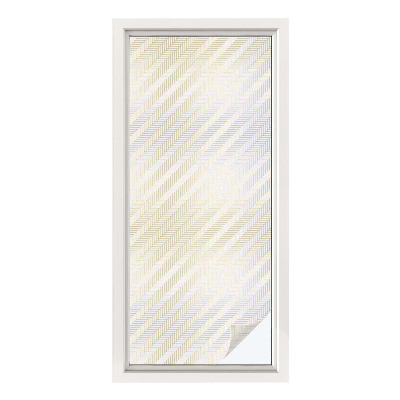 Naklejka na okno mleczna witraż Jodełka elegancja