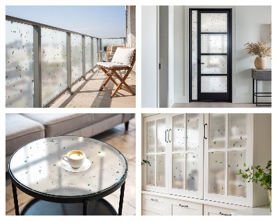 Mleczna naklejka na okno Rozrzucone elementy