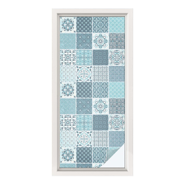 Naklejka na okno mleczna witraż Boho kafelki