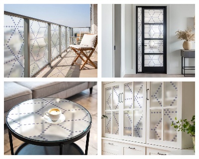 Naklejka na okno mleczna witraż Fioletowe romby