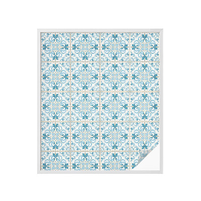 Naklejka na okno mleczna witraż Kwiatowe kafelki