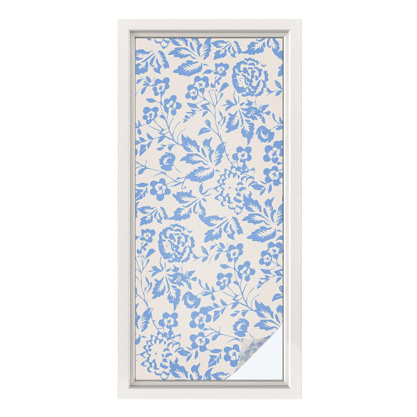 Naklejka na okno mleczna witraż Kwiaty liście