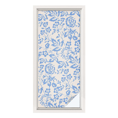 Naklejka na okno mleczna witraż Kwiaty liście