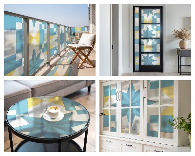 Folia okienna zapewniająca prywatność Niebieskie gwiazdy