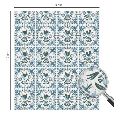 Naklejka na okno mleczna witraż Niebieskie kwiaty