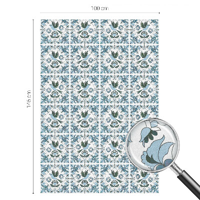 Naklejka na okno mleczna witraż Niebieskie kwiaty