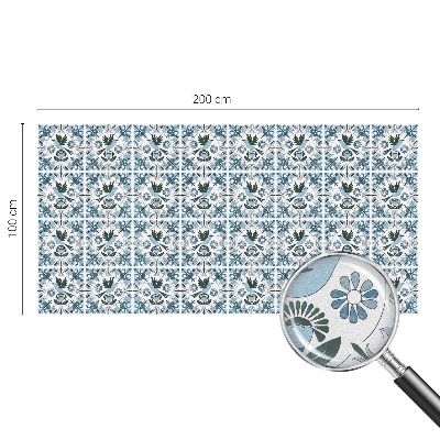 Naklejka na okno mleczna witraż Niebieskie kwiaty