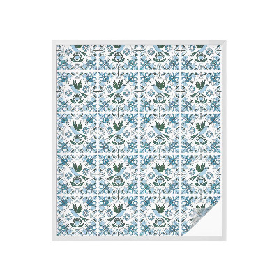 Naklejka na okno mleczna witraż Niebieskie kwiaty