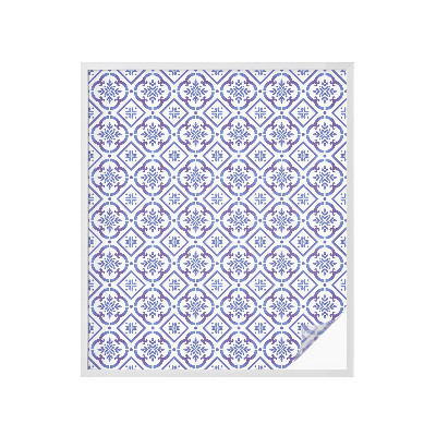 Mleczna naklejka na okno Niebieskie kafelki